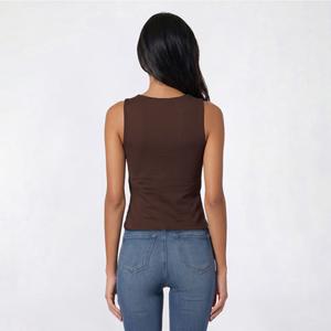 Juniors No Comment Front Twist Tank Top w/ Mold Cup alternate view